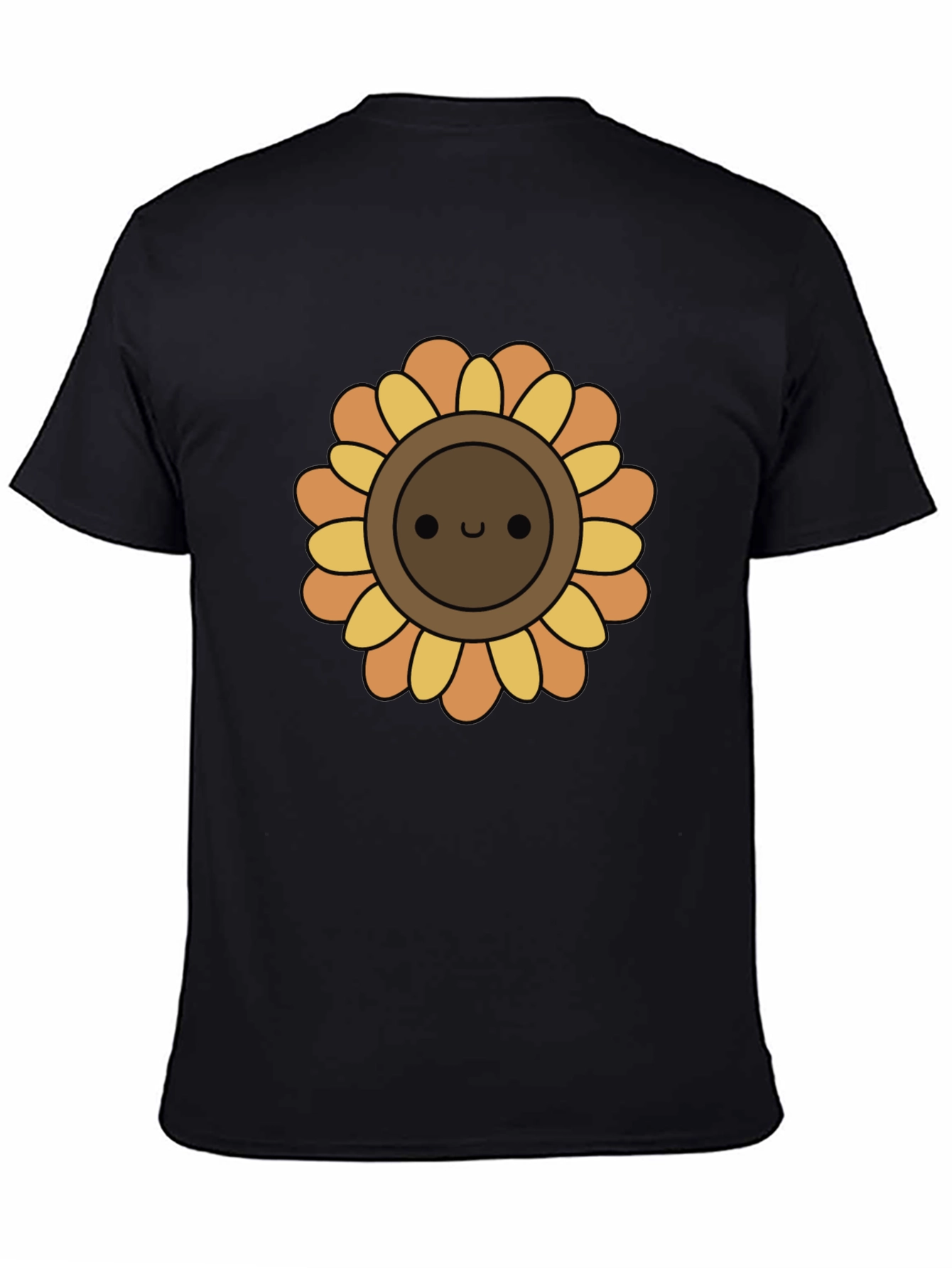 Cute Sunflower Graphic Tee - Black Cotton T-Shirt