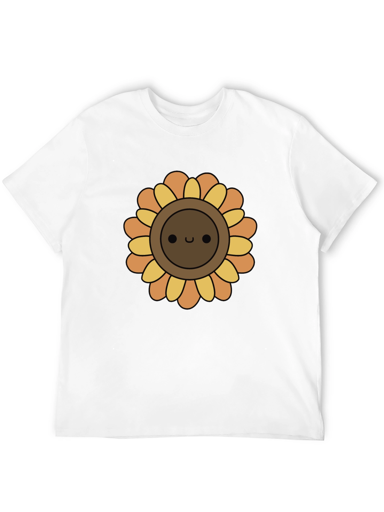 Cute Sunflower Graphic Tee - Black Cotton T-Shirt