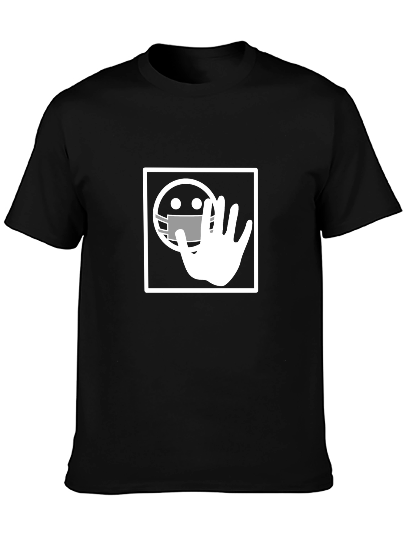 Masked Emoji Graphic Black T-Shirt