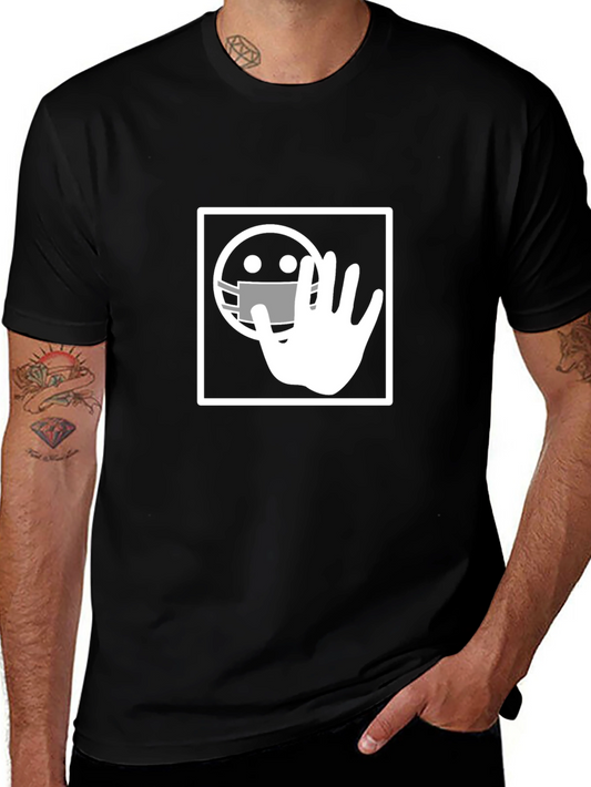 Masked Emoji Graphic Black T-Shirt