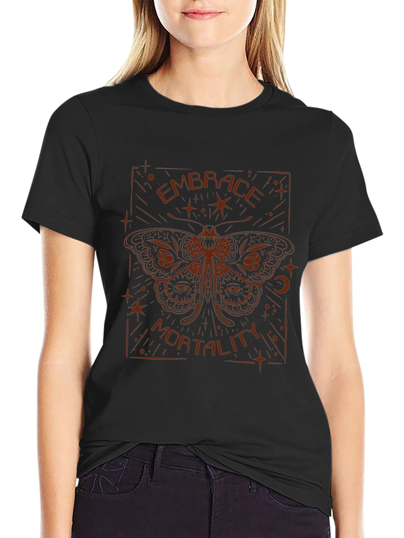 Embrace Mortality Graphic Tee - Stylish Crew Neck