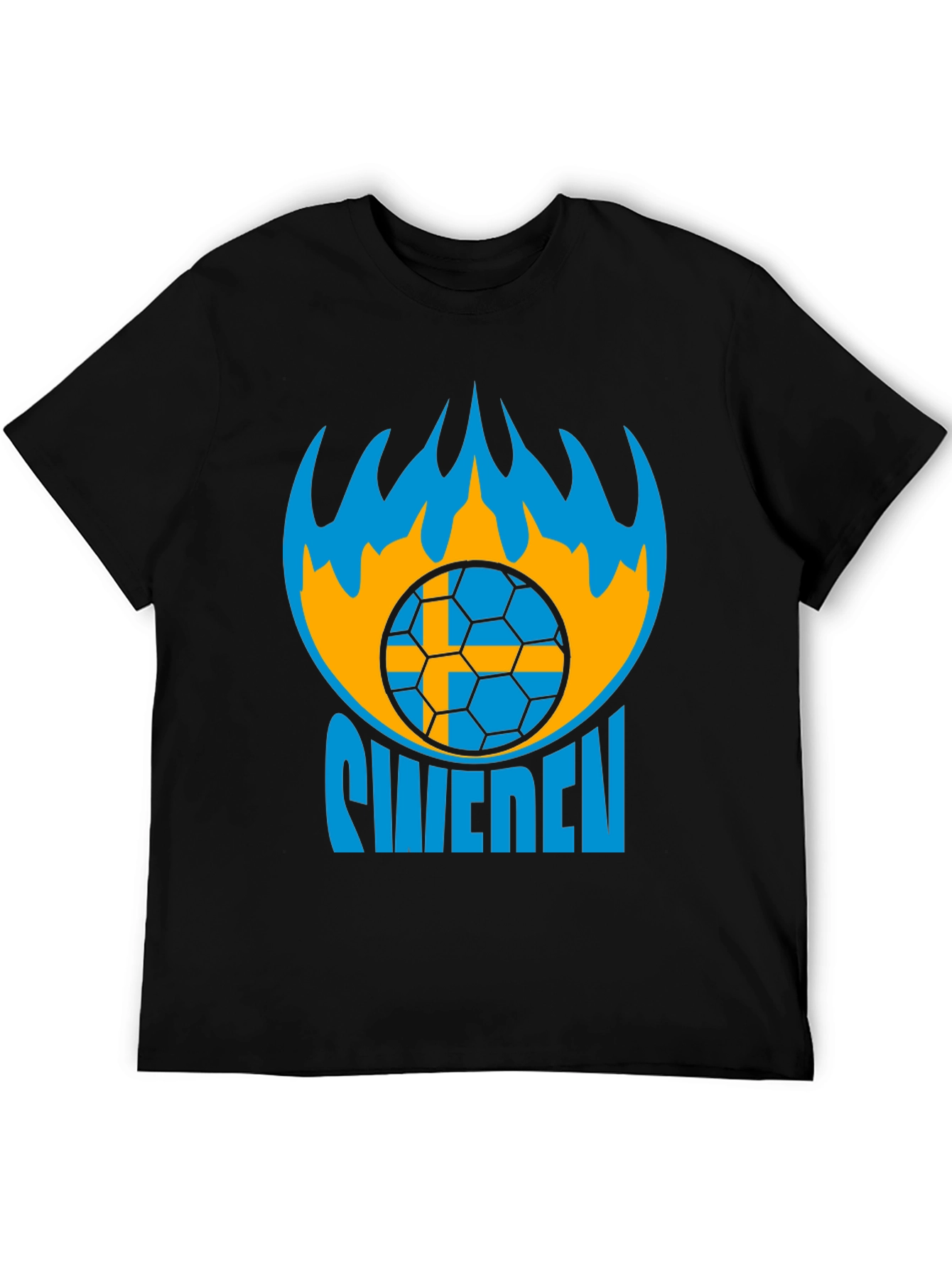 Sweden Soccer T-Shirt - Black Graphic Tee