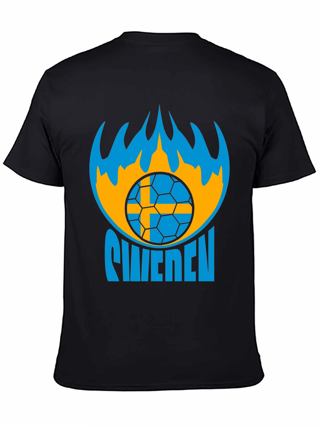 Sweden Soccer T-Shirt - Black Graphic Tee