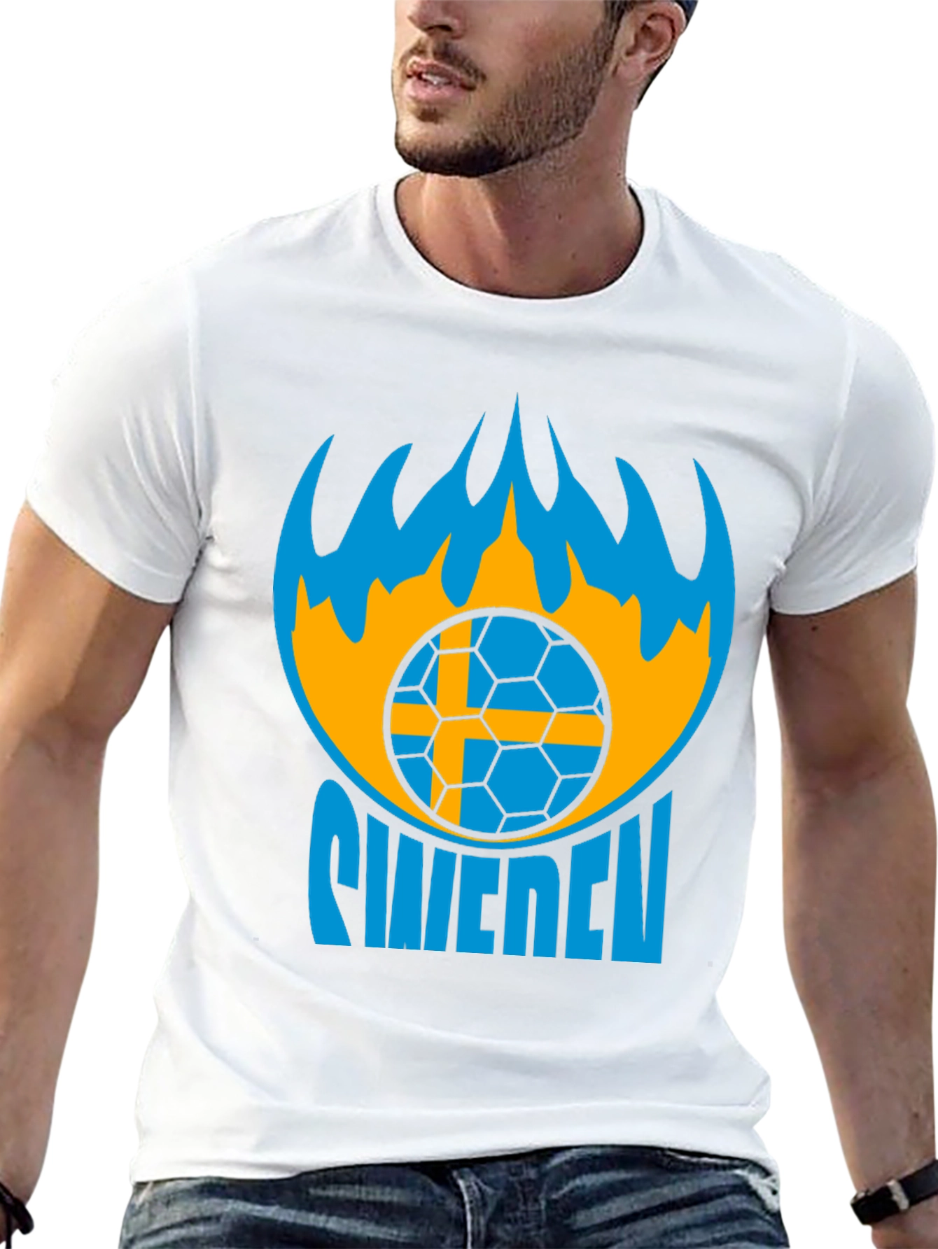 Sweden Soccer T-Shirt - Black Graphic Tee