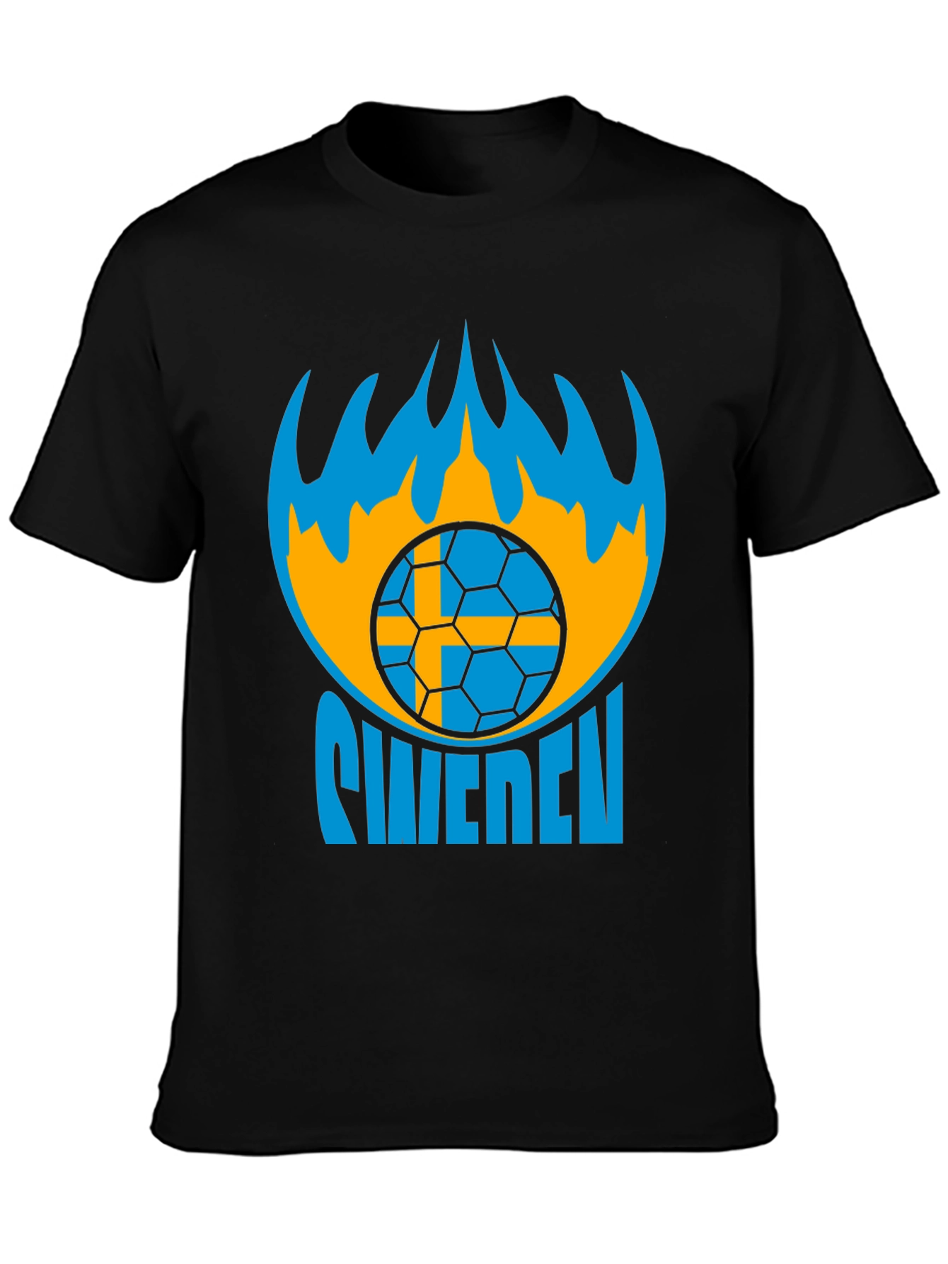 Sweden Soccer T-Shirt - Black Graphic Tee