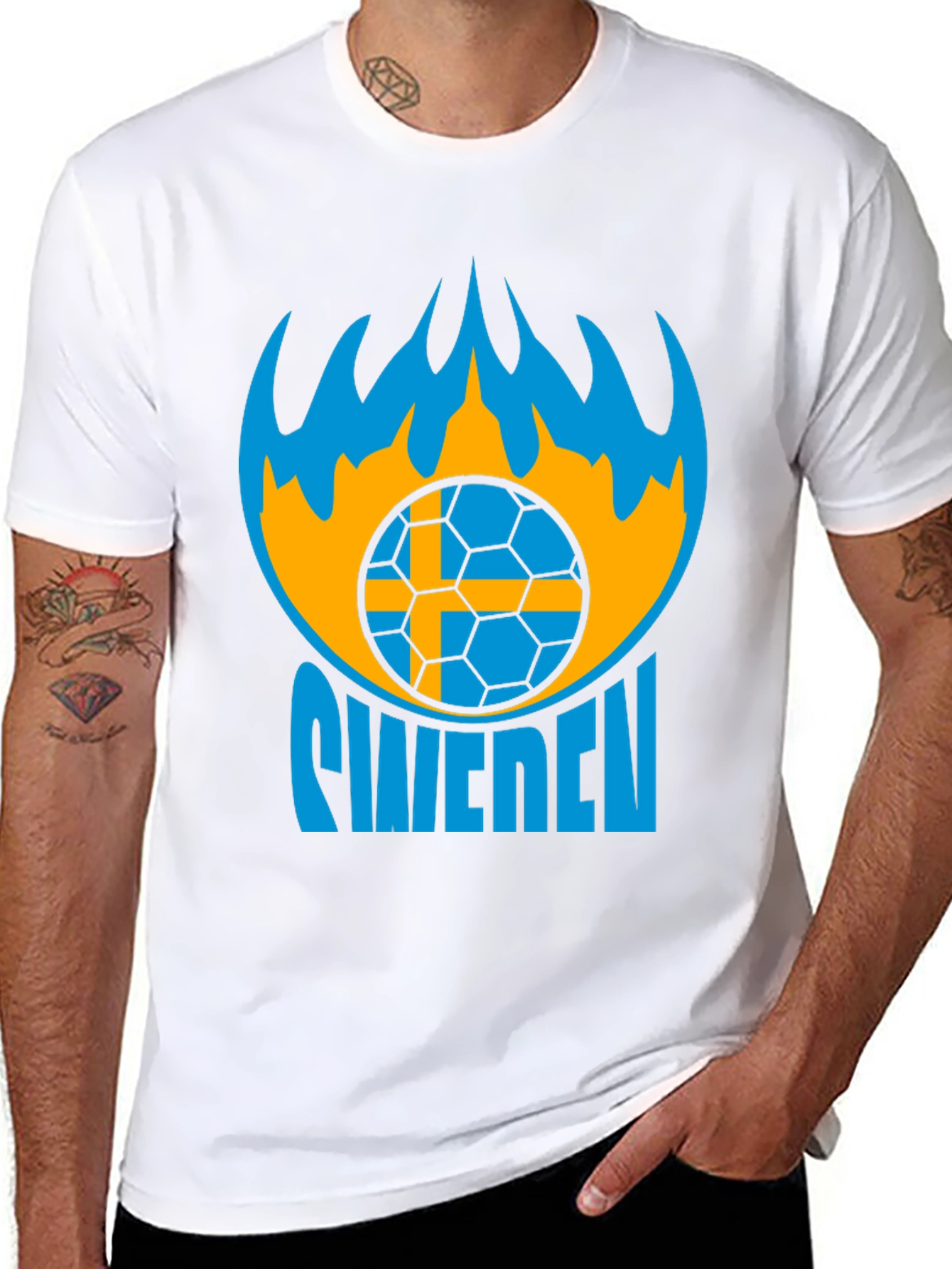 Sweden Soccer T-Shirt - Black Graphic Tee