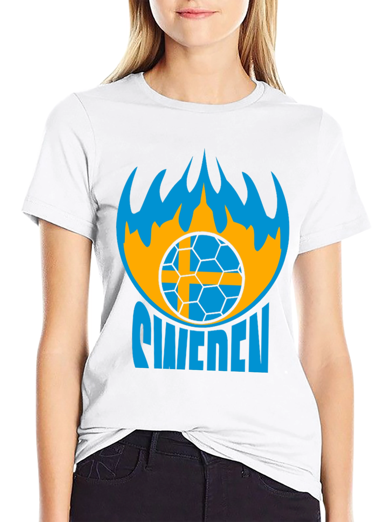 Sweden Soccer T-Shirt - Black Graphic Tee