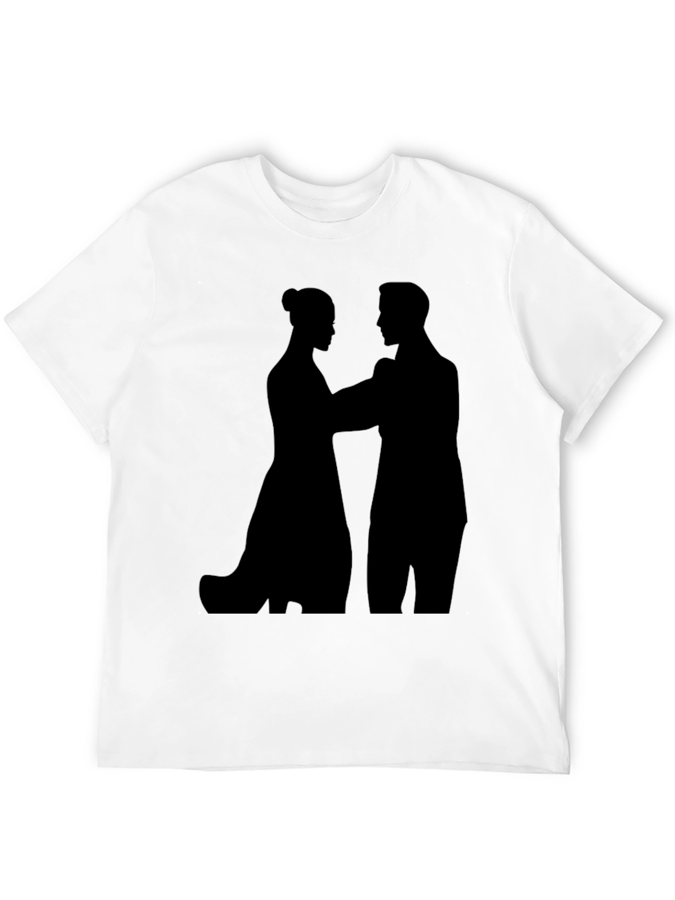 Silhouette Couple Graphic Tee - Black Cotton T-Shirt