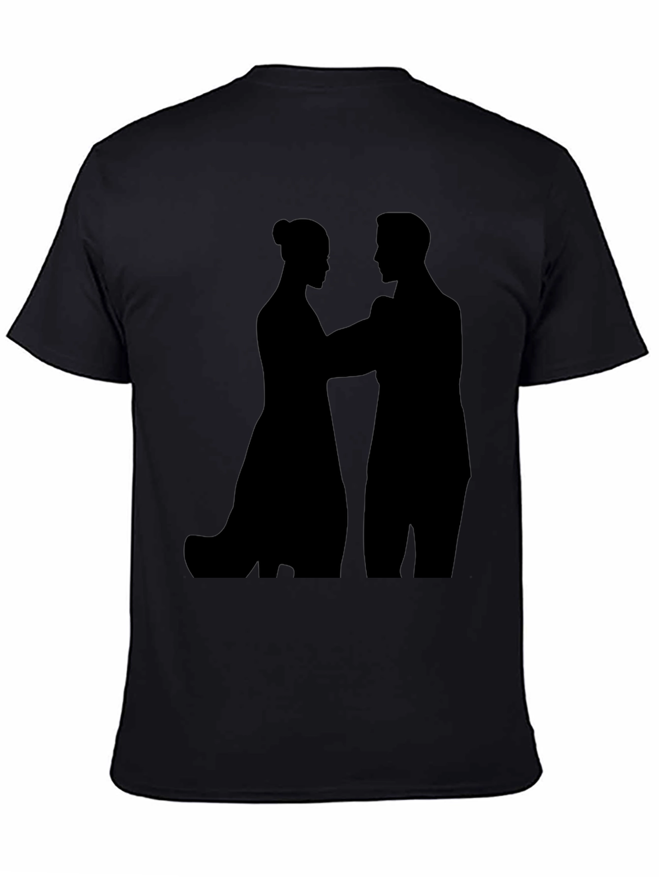Silhouette Couple Graphic Tee - Black Cotton T-Shirt