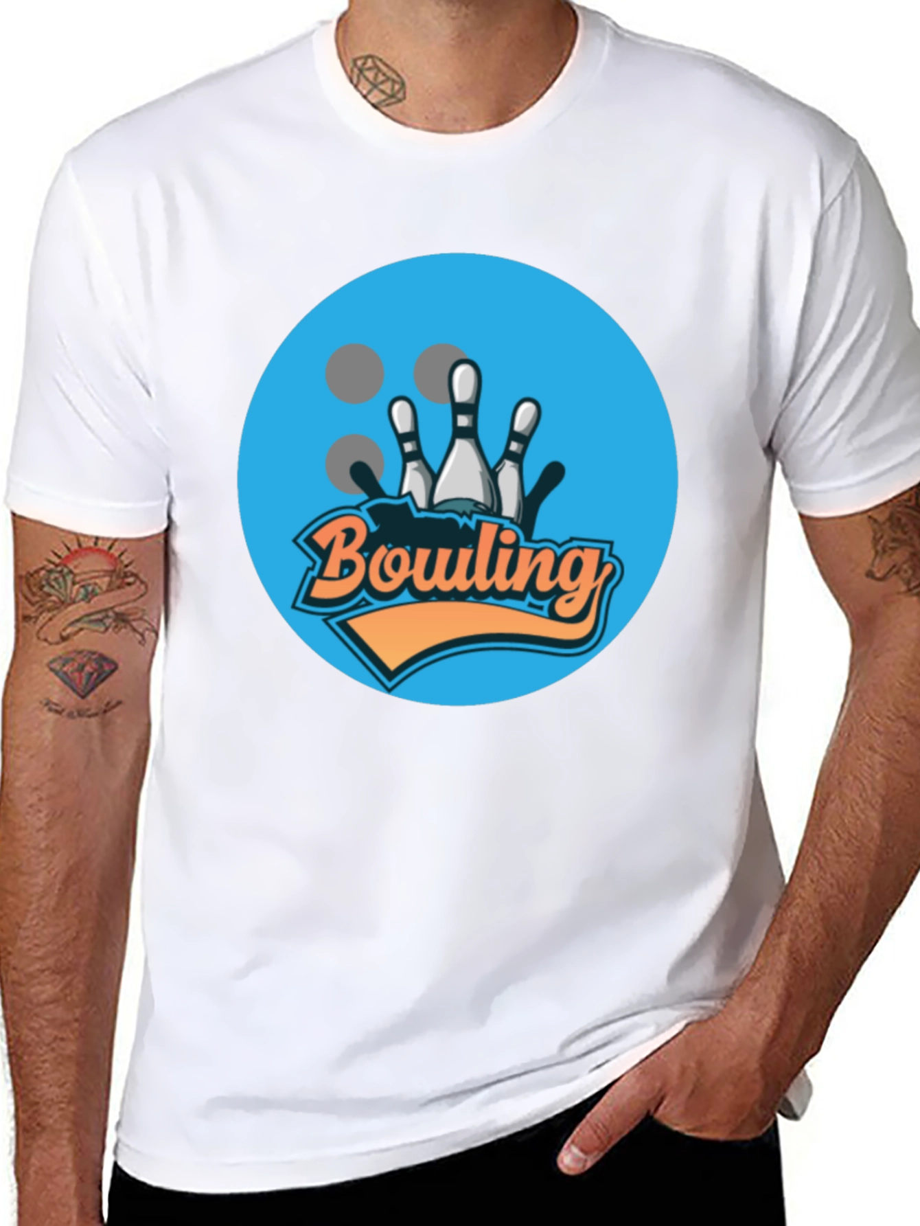 Bowling Strike Graphic Tee - Black Cotton T-Shirt