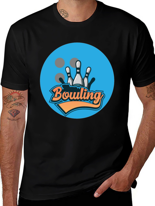 Bowling Strike Graphic Tee - Black Cotton T-Shirt