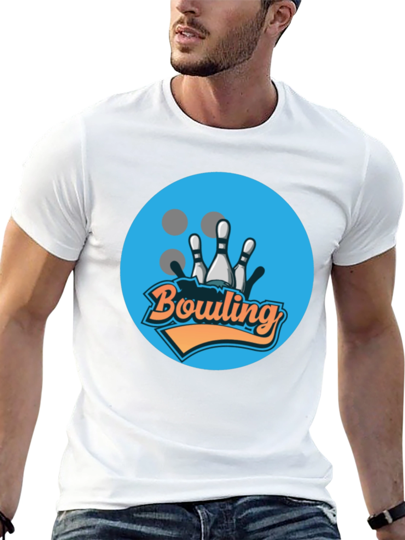 Bowling Strike Graphic Tee - Black Cotton T-Shirt