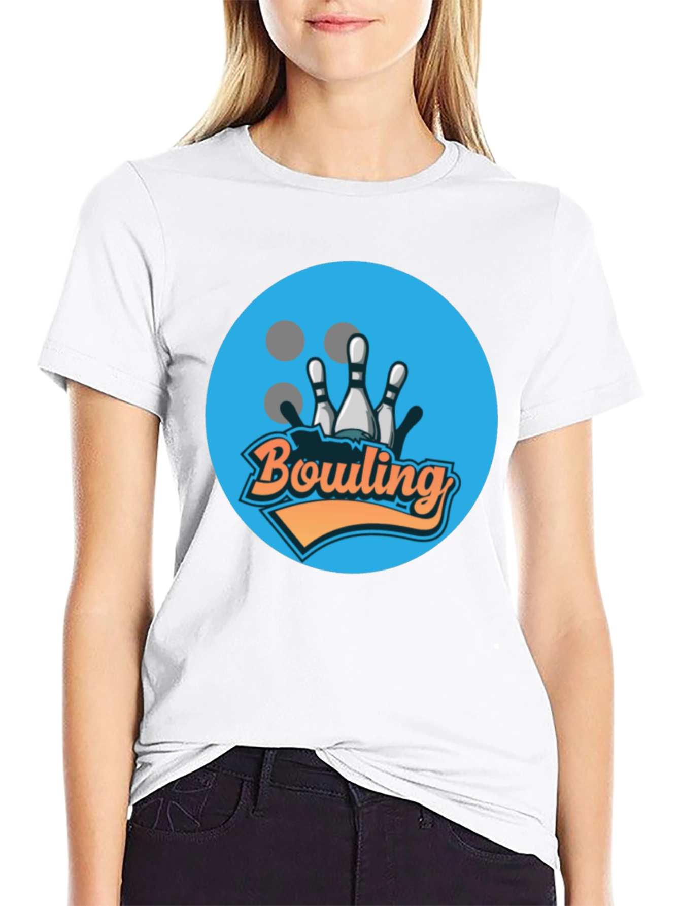 Bowling Strike Graphic Tee - Black Cotton T-Shirt
