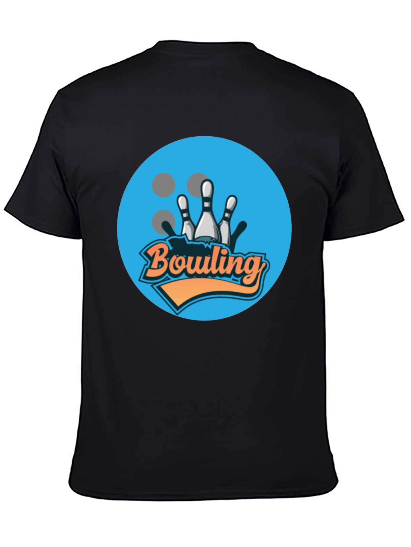 Bowling Strike Graphic Tee - Black Cotton T-Shirt