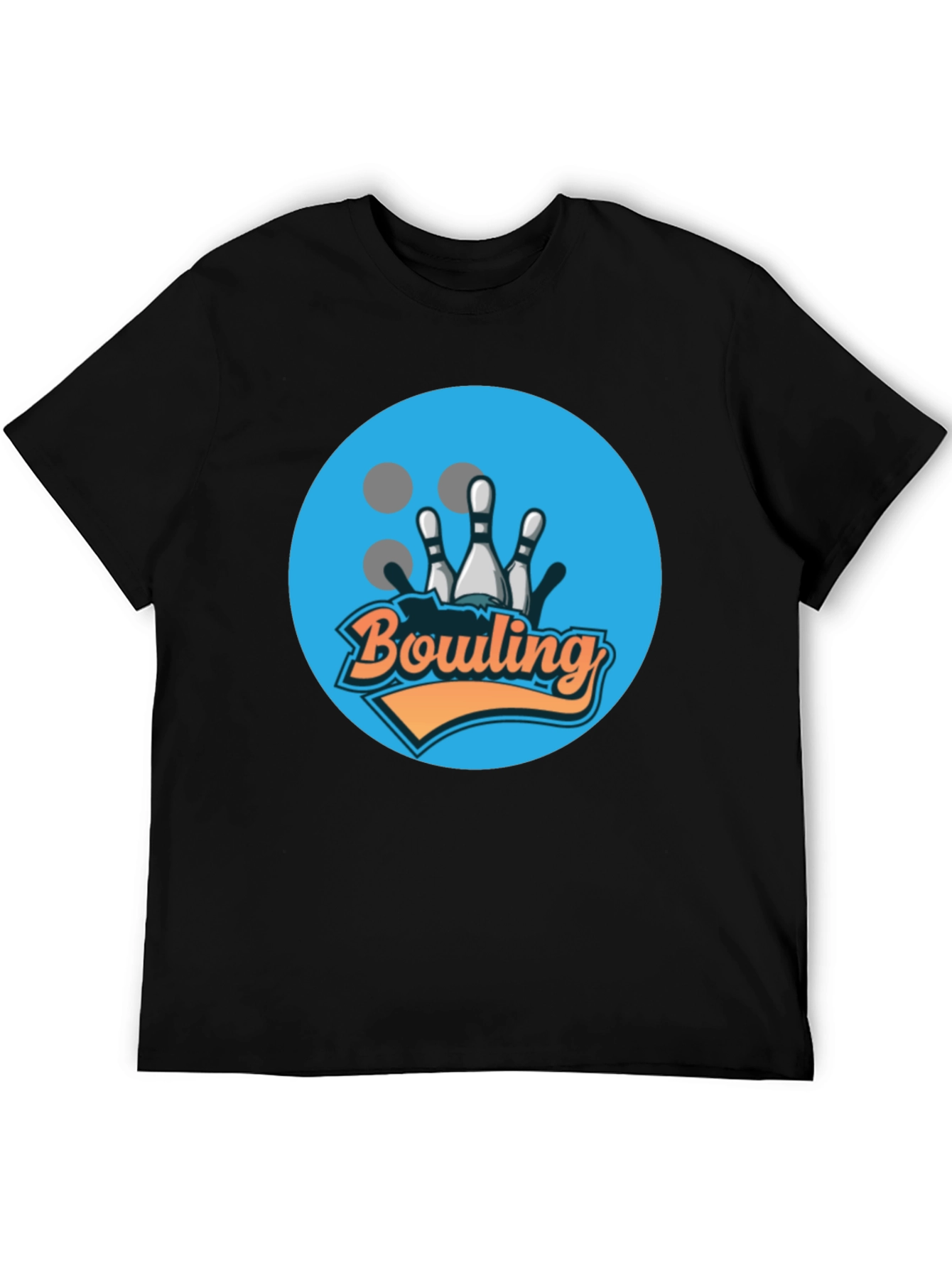 Bowling Strike Graphic Tee - Black Cotton T-Shirt