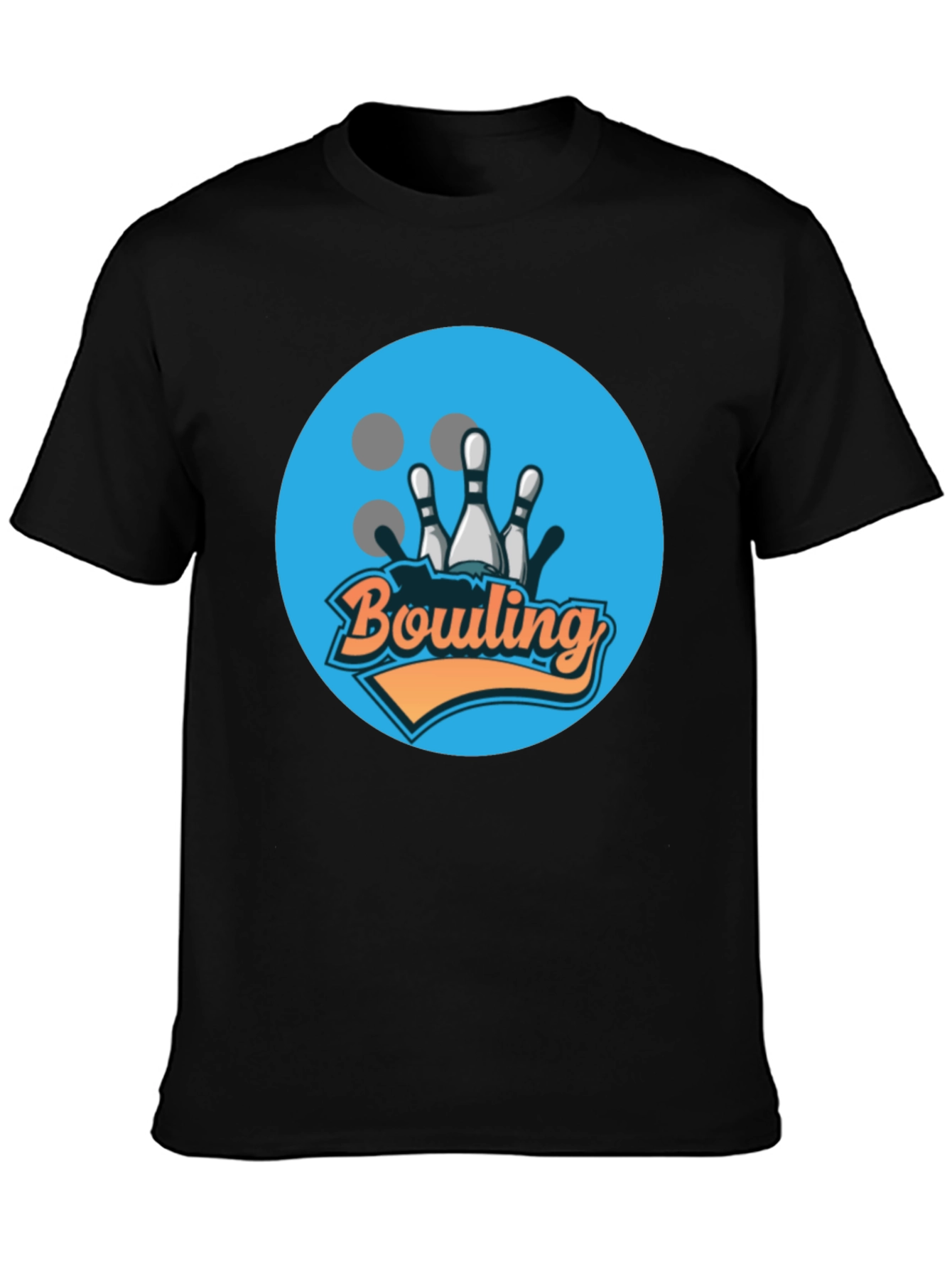 Bowling Strike Graphic Tee - Black Cotton T-Shirt