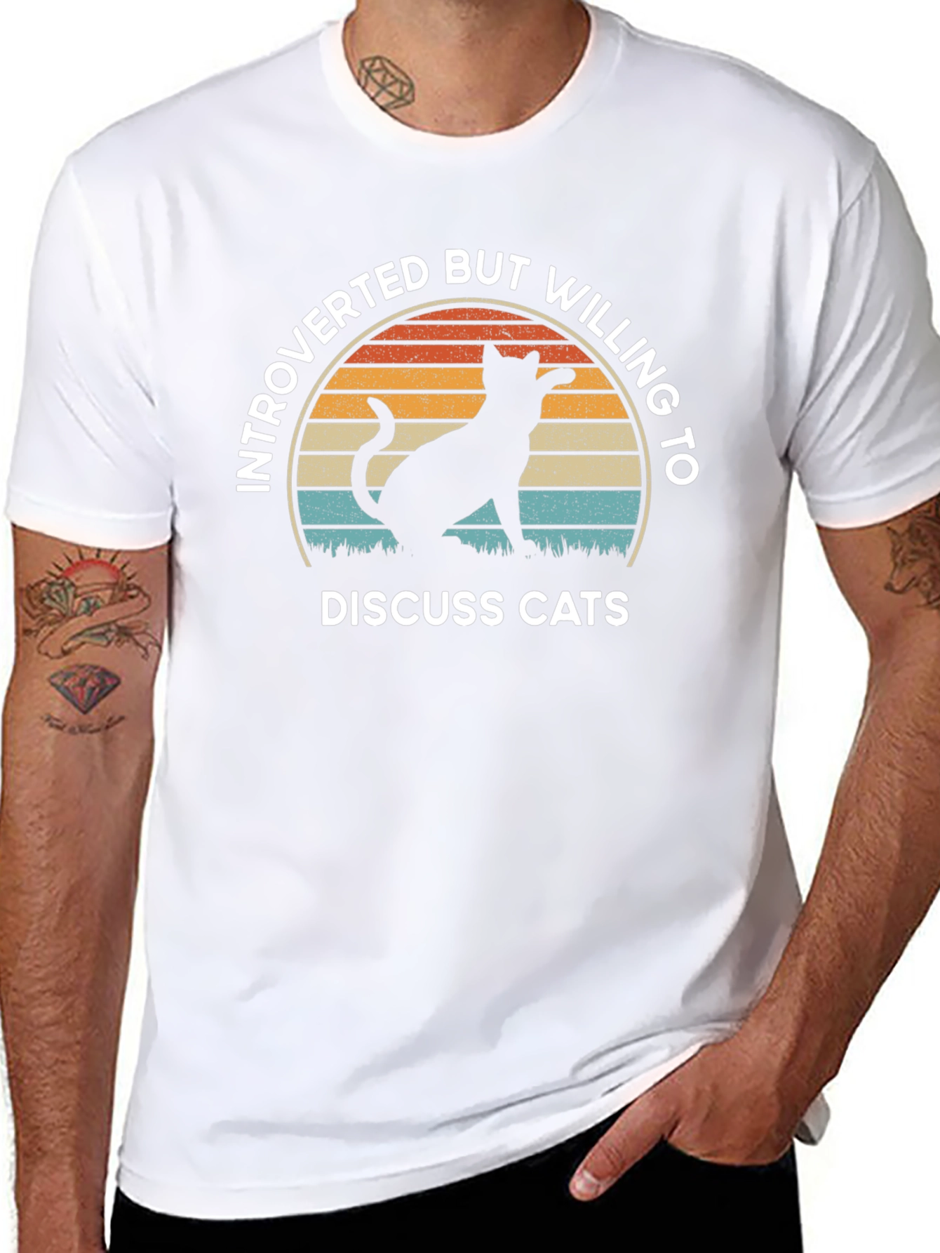 Introverted But Willing To Discuss Cats Black T-Shirt