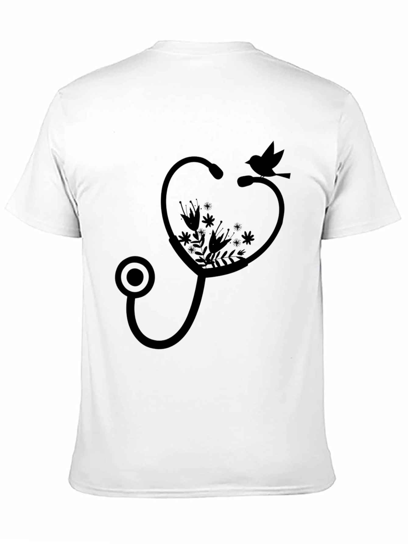 Floral Stethoscope Bird Graphic Tee