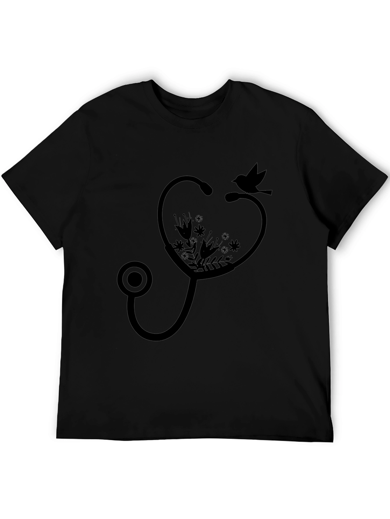 Floral Stethoscope Bird Graphic Tee