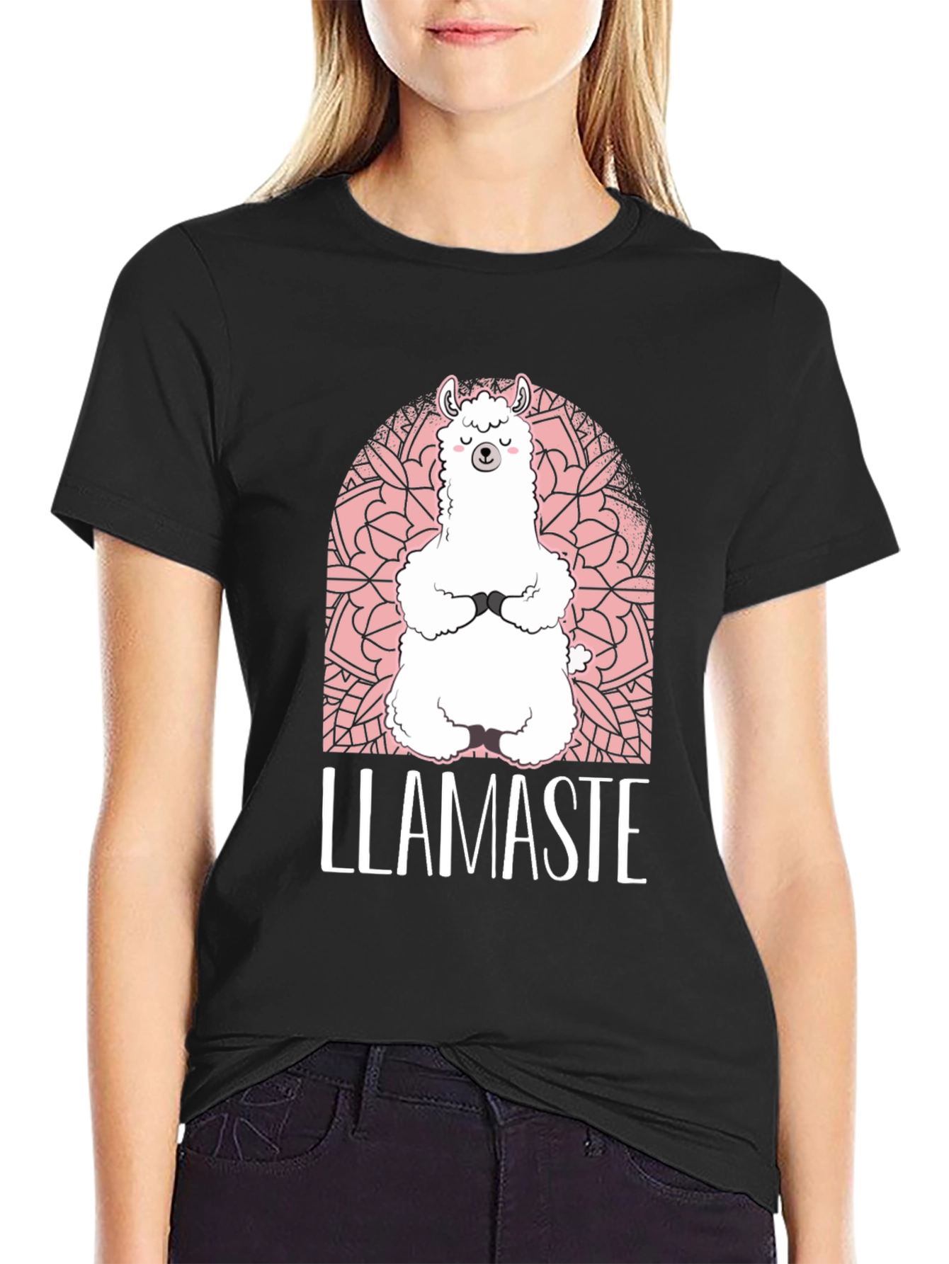 Llamaste Yoga T-Shirt - Meditating Llama