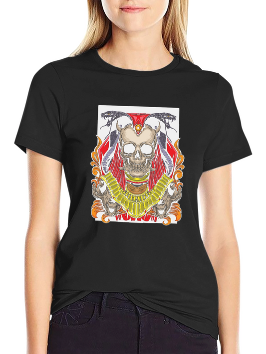 Skull & Serpent Graphic Tee - Black Crew Neck T-Shirt