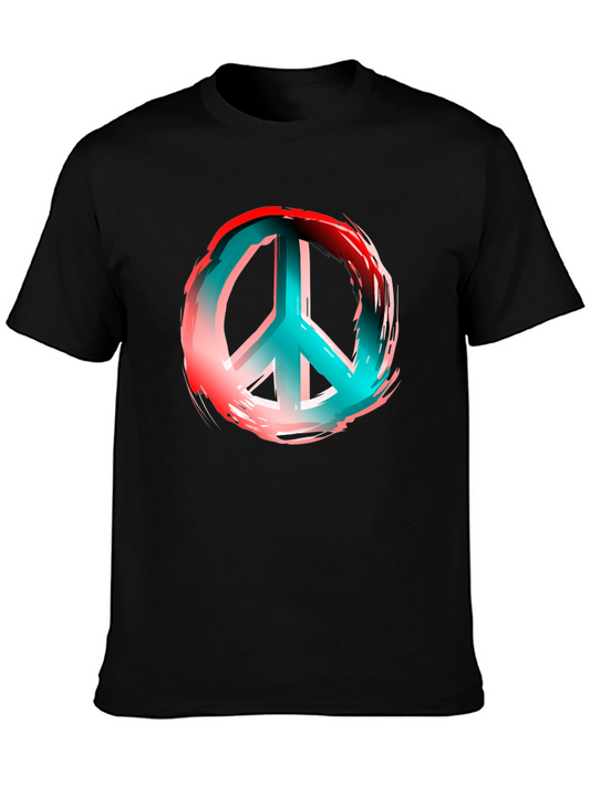 Peace Sign Graphic Print Black T-Shirt