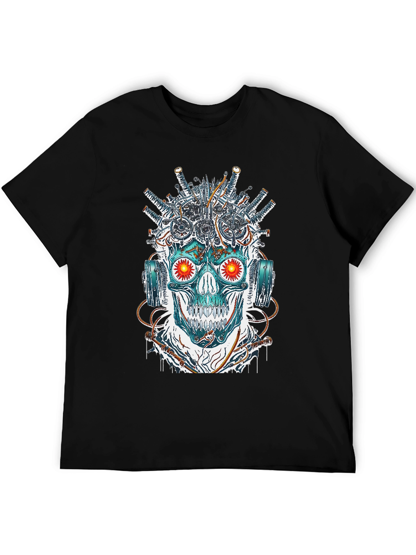 Cyberpunk Skull Graphic T-Shirt - Edgy Streetwear