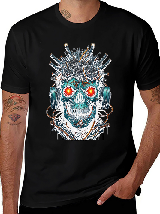 Cyberpunk Skull Graphic T-Shirt - Edgy Streetwear
