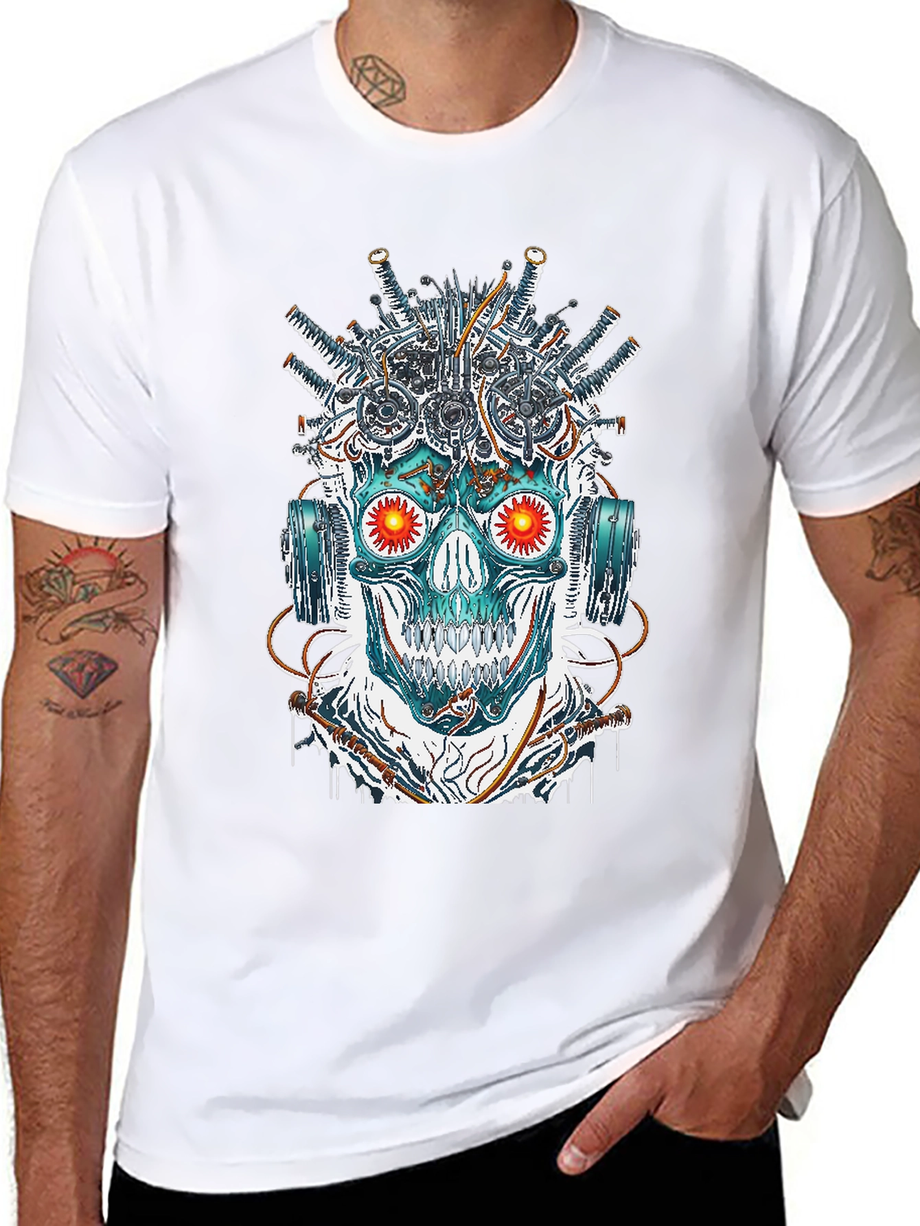 Cyberpunk Skull Graphic T-Shirt - Edgy Streetwear