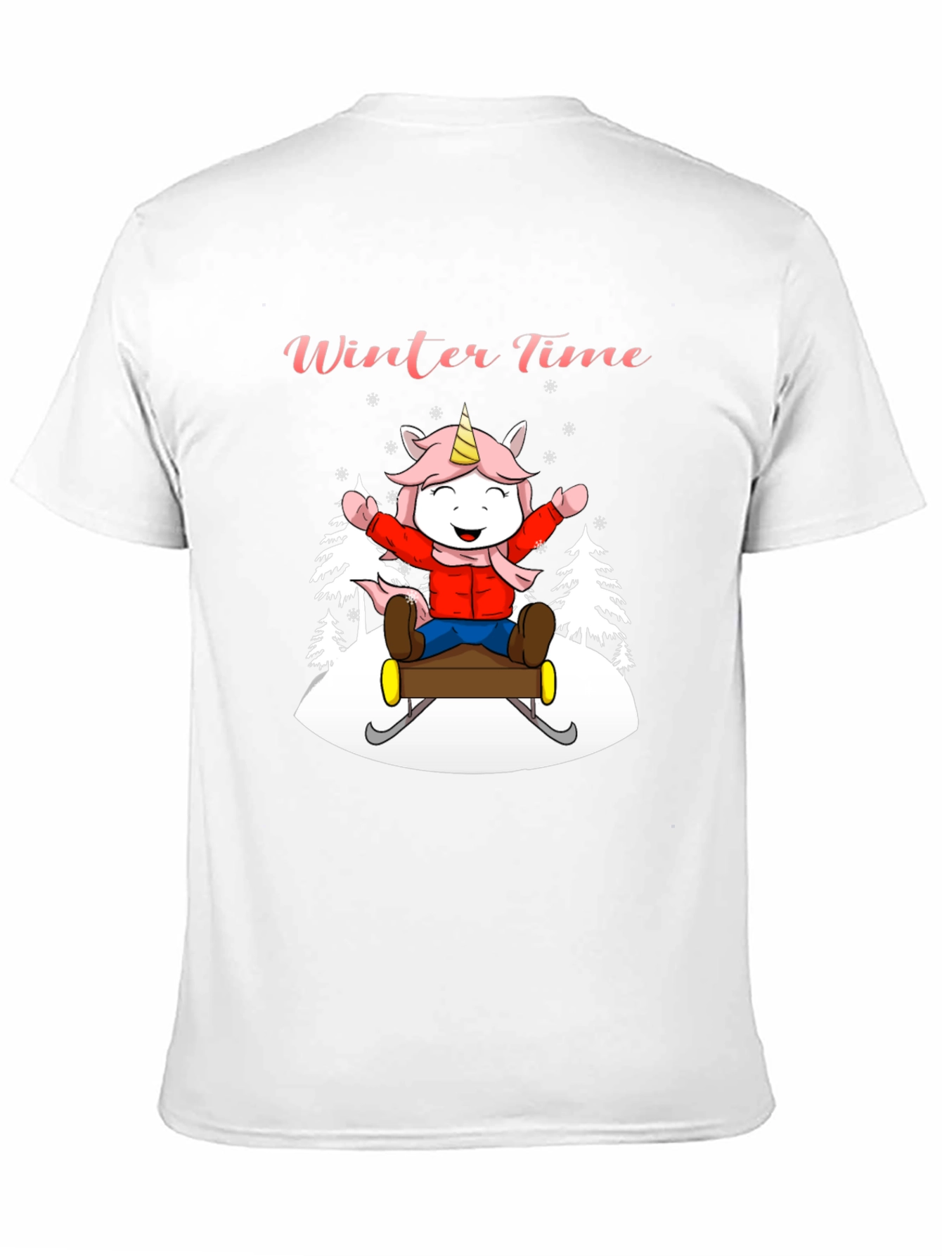 Winter Time Unicorn Sledding Graphic Tee
