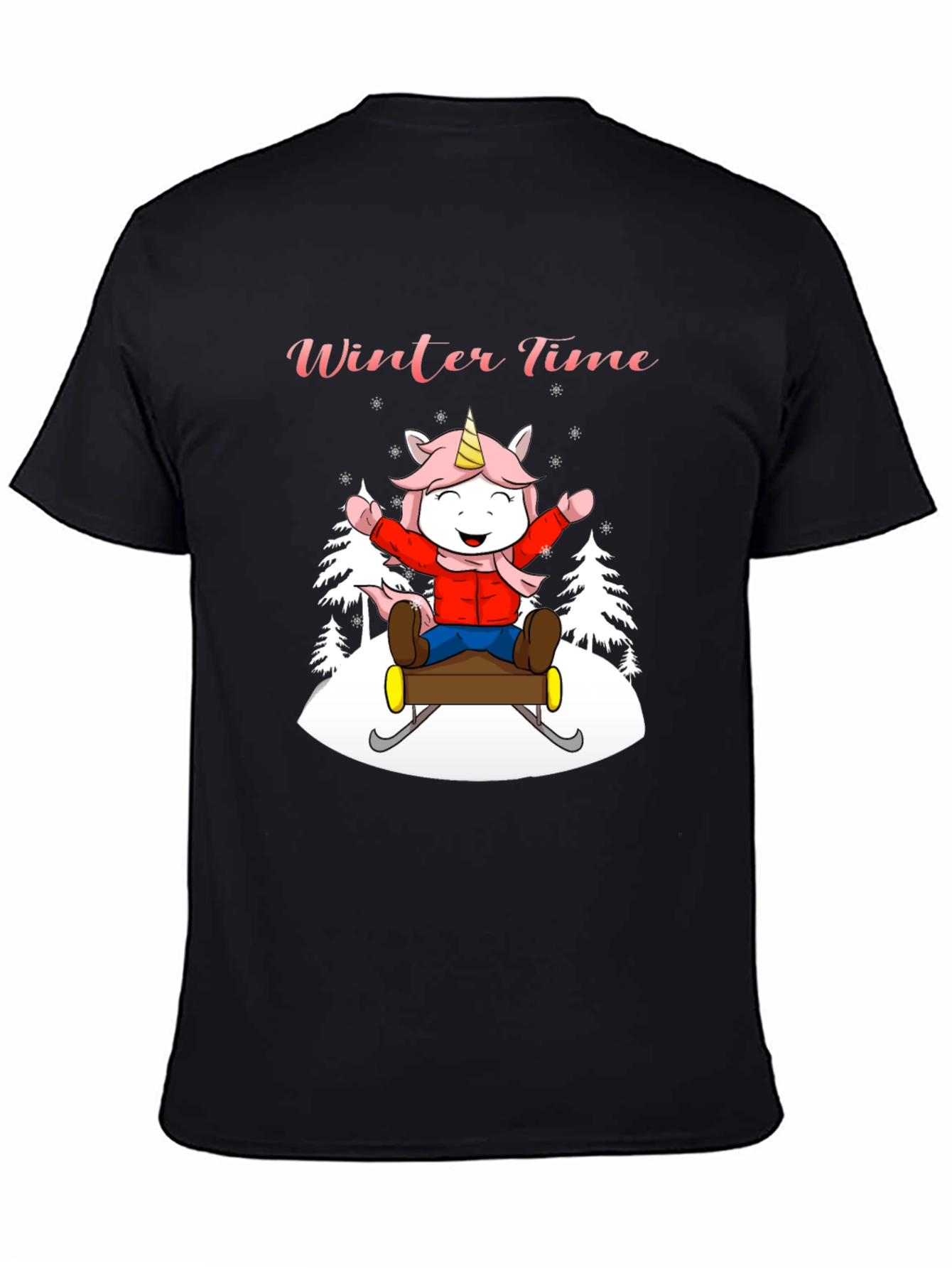 Winter Time Unicorn Sledding Graphic Tee