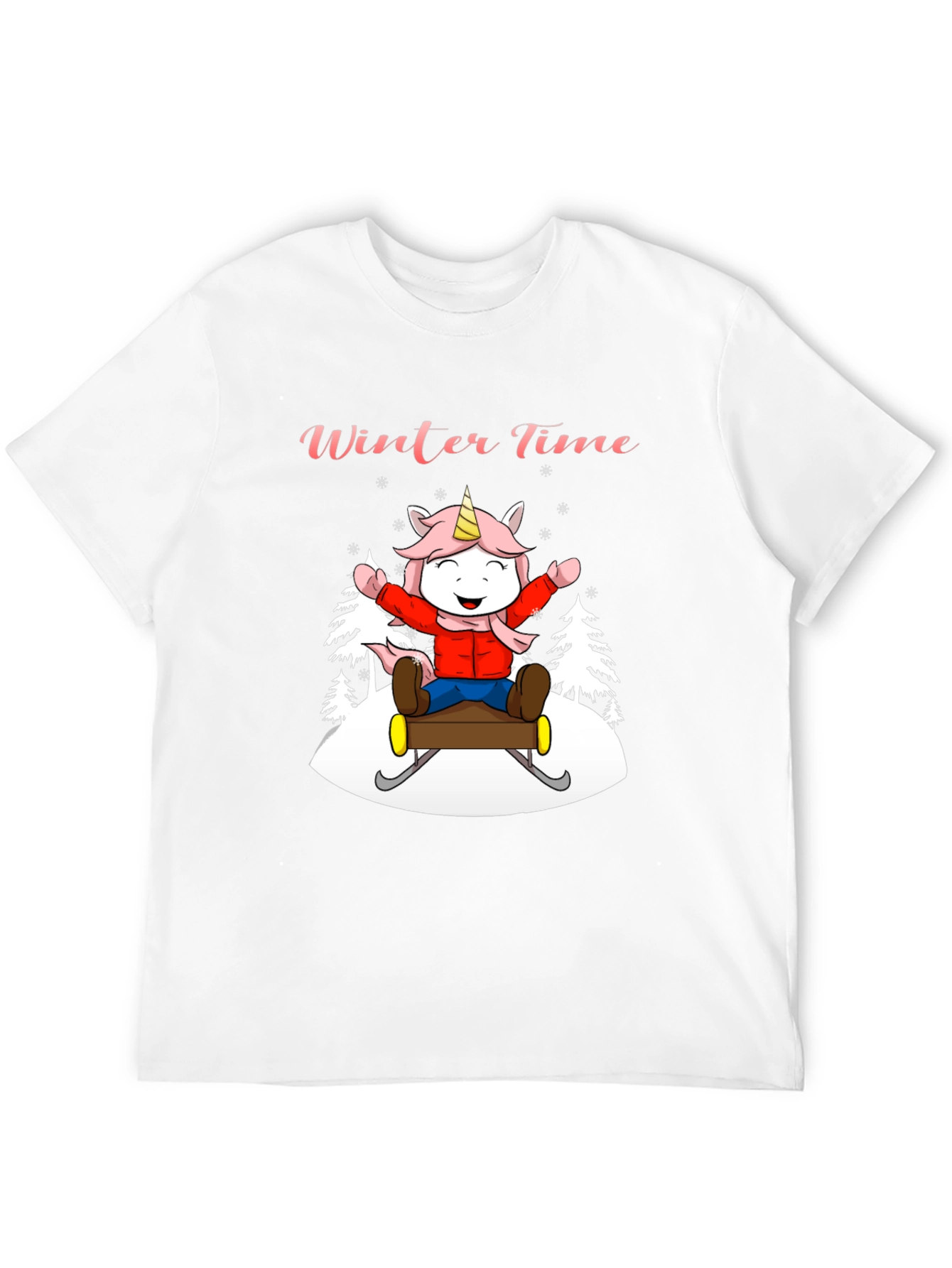 Winter Time Unicorn Sledding Graphic Tee