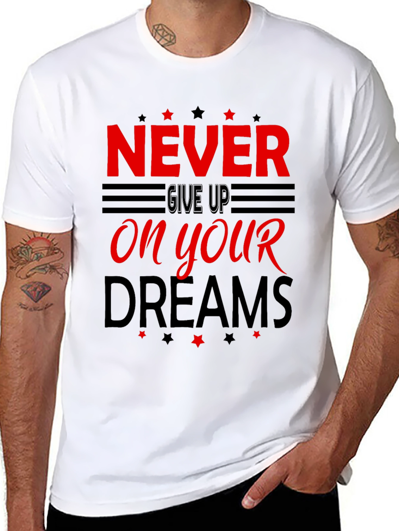 Never Give Up Motivational Graphic T-Shirt