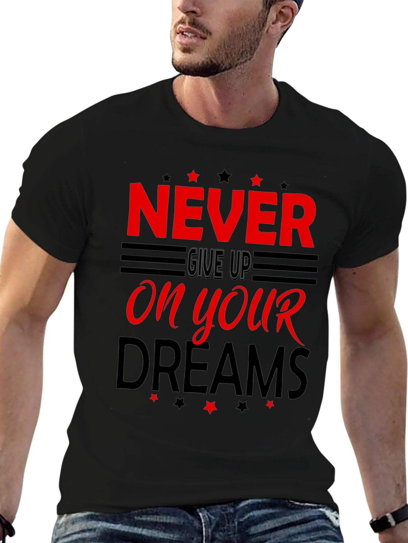 Never Give Up Motivational Graphic T-Shirt
