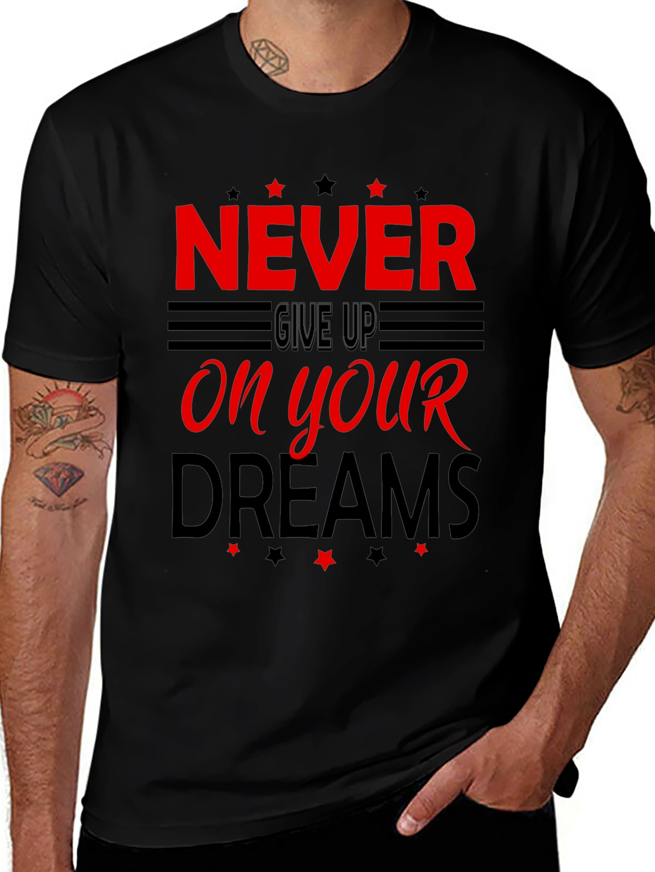 Never Give Up Motivational Graphic T-Shirt