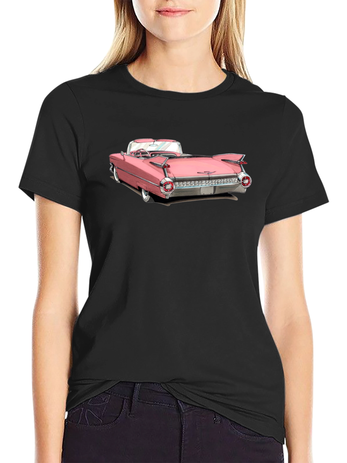 Classic Pink Car Graphic Tee - Retro Style