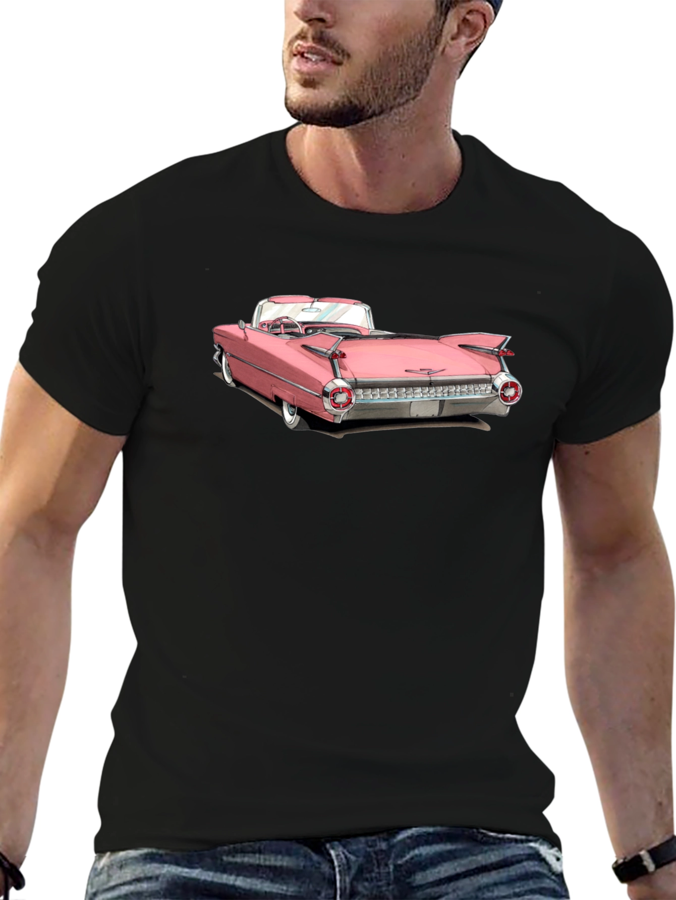 Classic Pink Car Graphic Tee - Retro Style