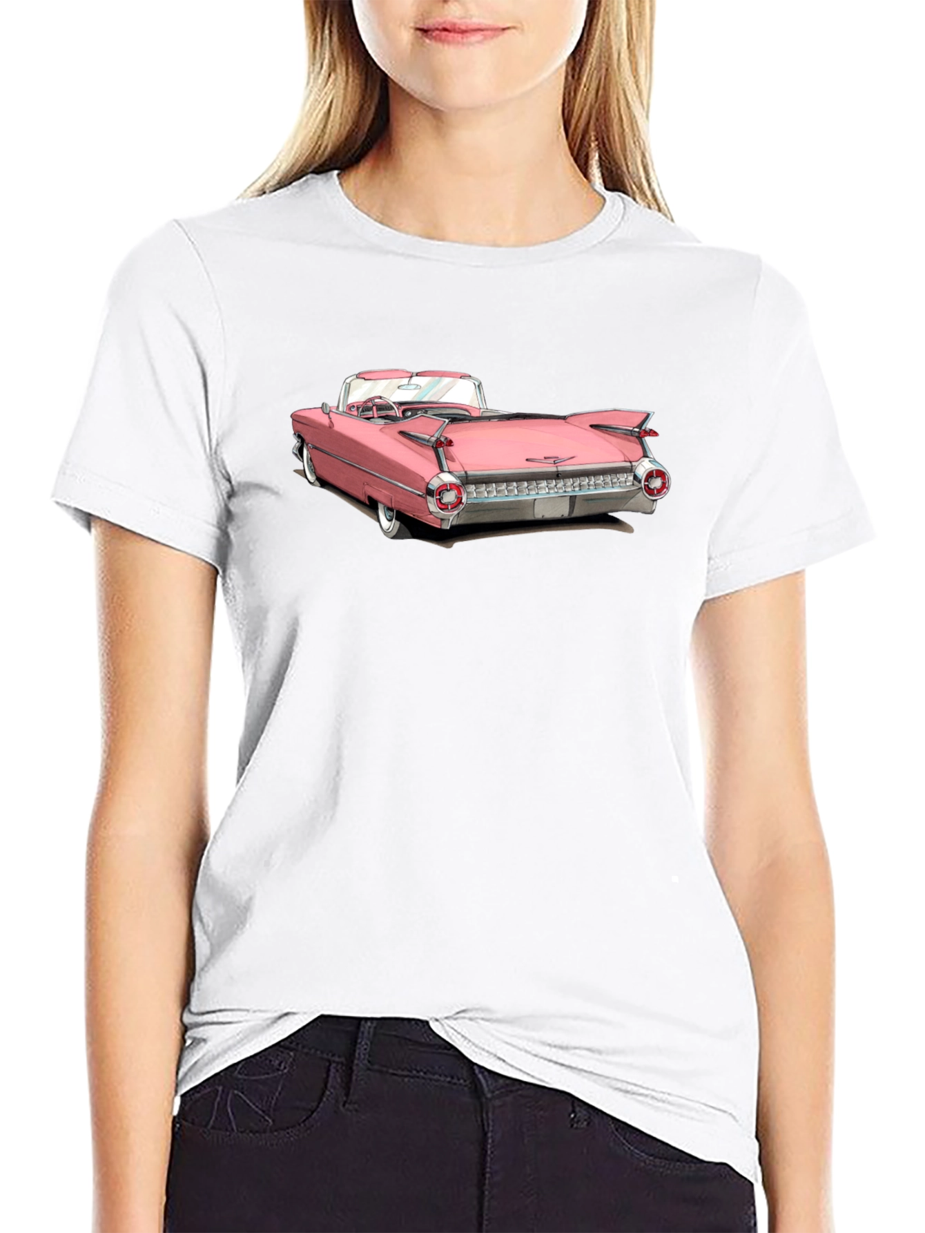 Classic Pink Car Graphic Tee - Retro Style
