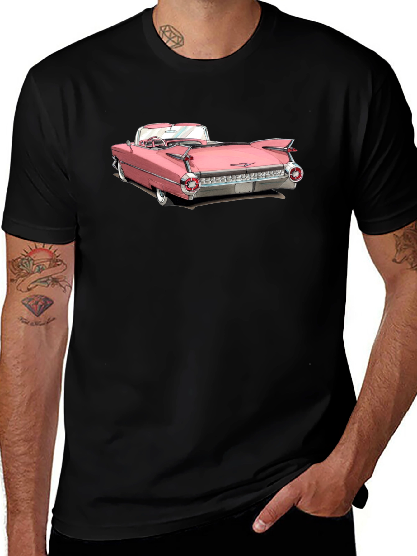 Classic Pink Car Graphic Tee - Retro Style