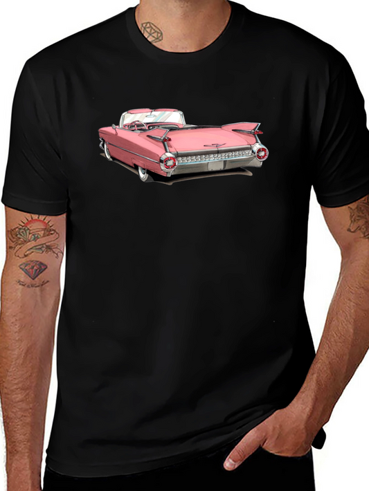 Classic Pink Car Graphic Tee - Retro Style