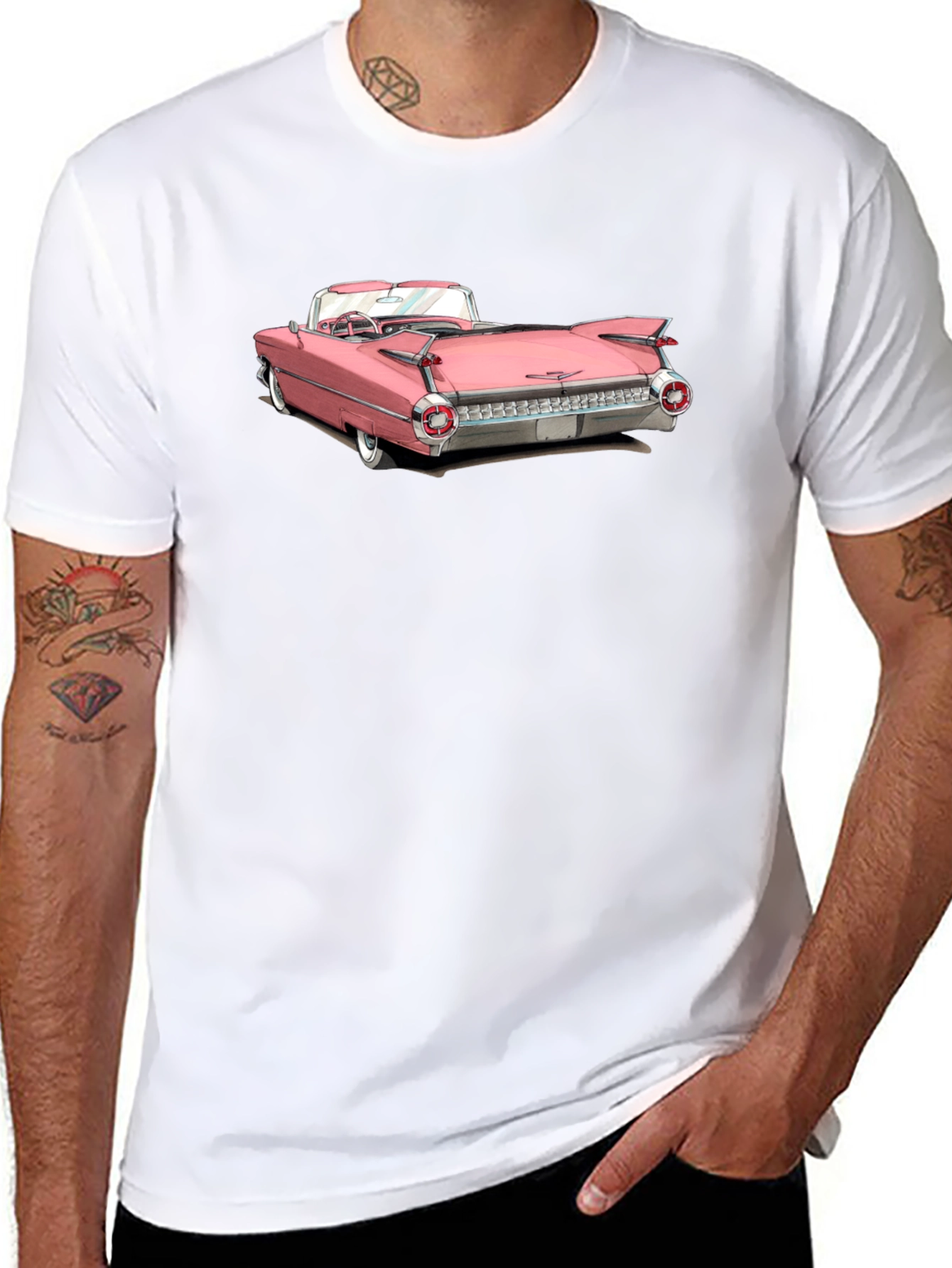 Classic Pink Car Graphic Tee - Retro Style