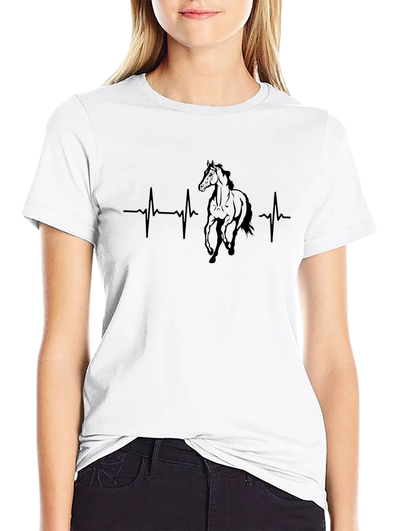 Horse Heartbeat Graphic Tee - Black T-Shirt