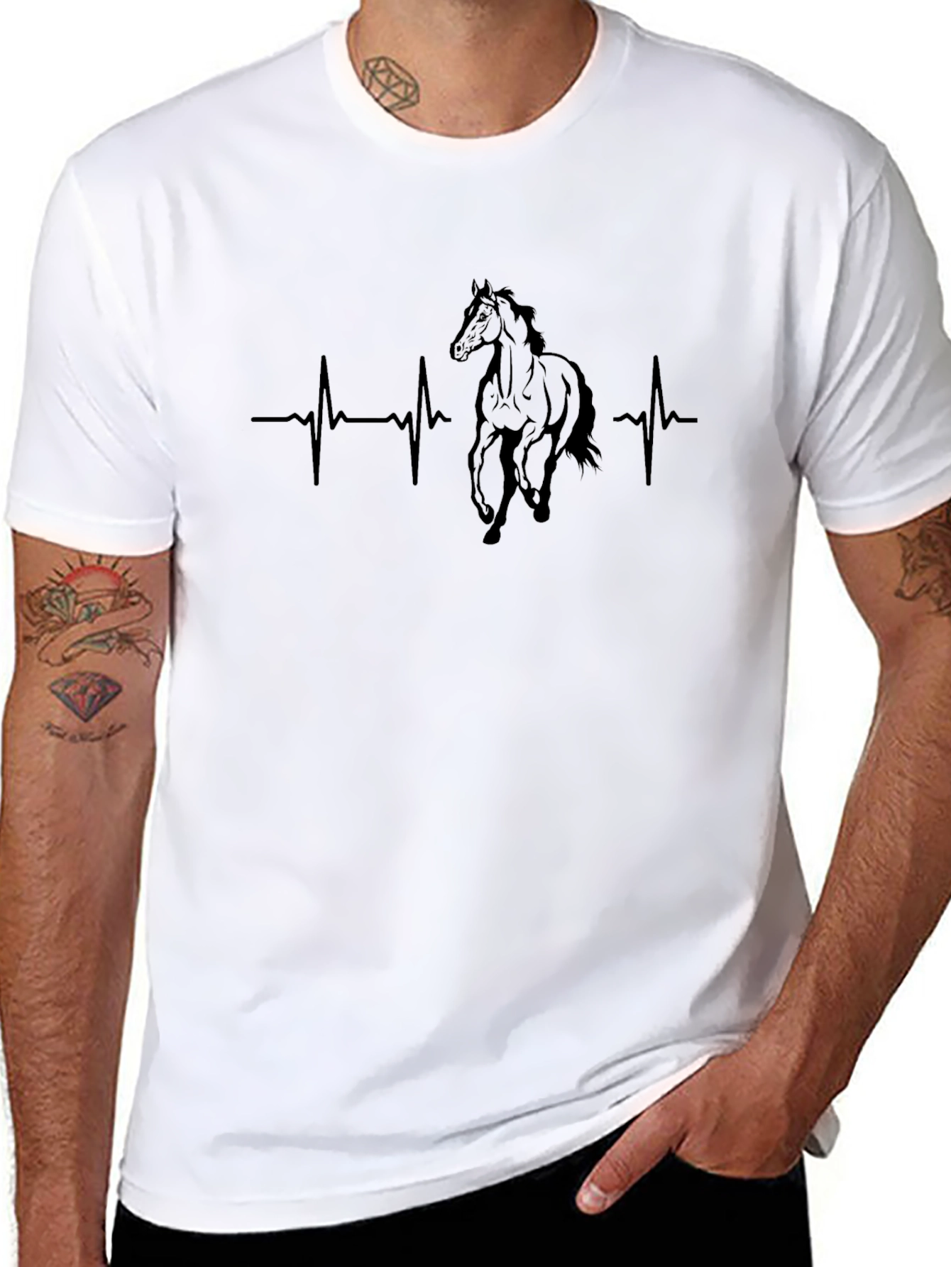 Horse Heartbeat Graphic Tee - Black T-Shirt