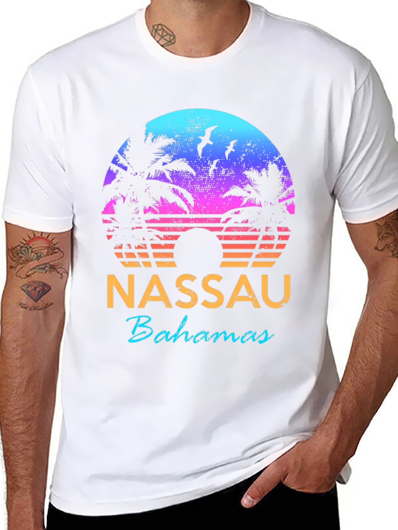 Nassau Bahamas Retro Sunset T-Shirt