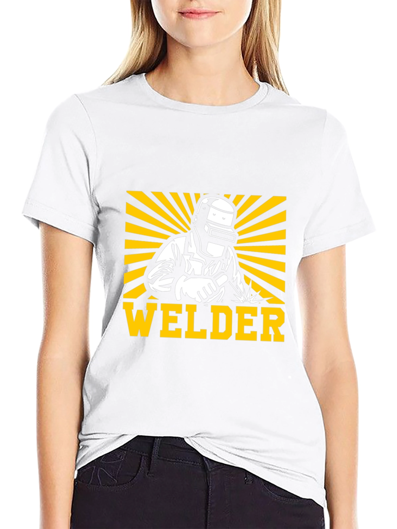 Welder Graphic Black T-Shirt - Cool Design