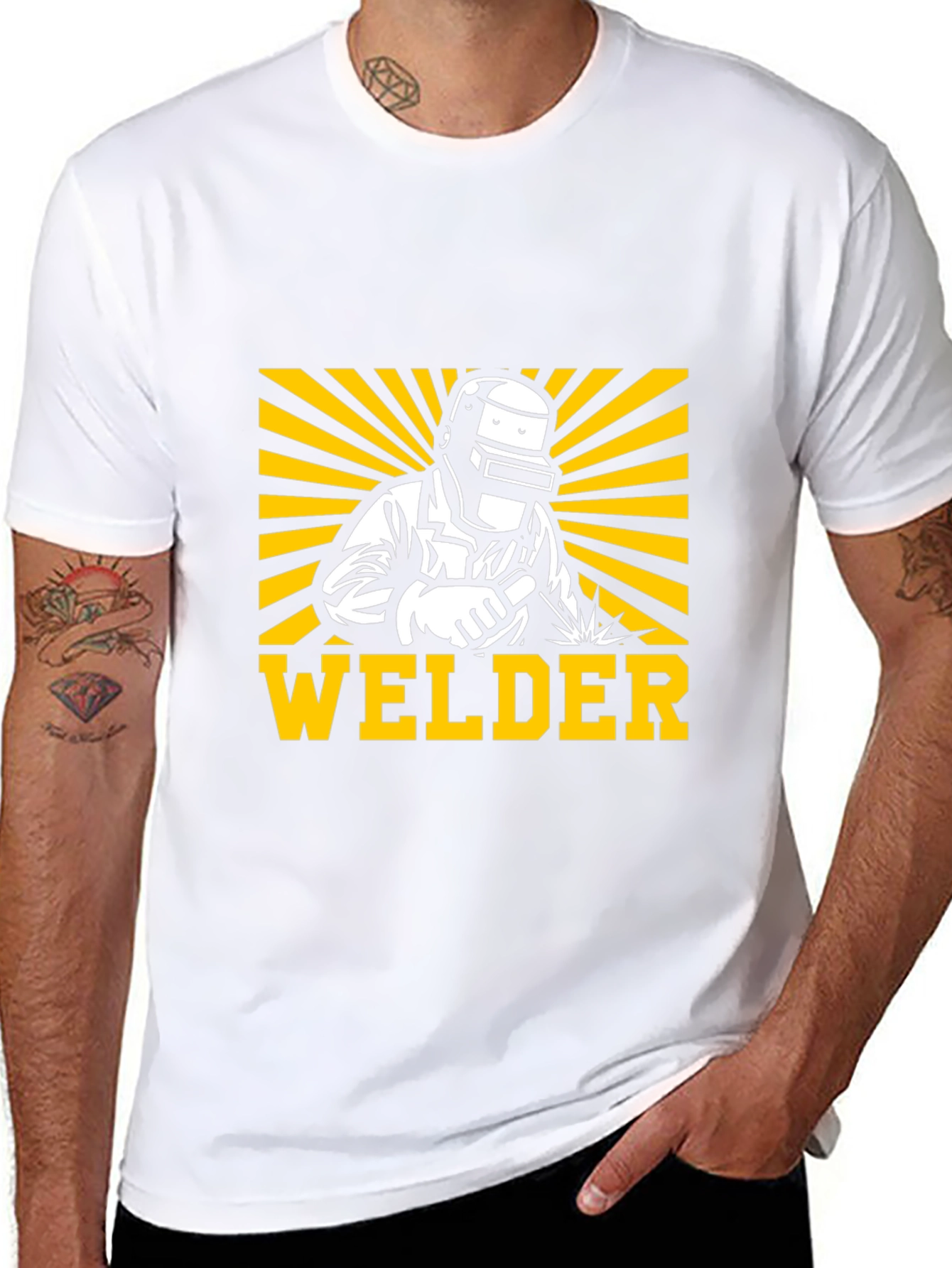 Welder Graphic Black T-Shirt - Cool Design