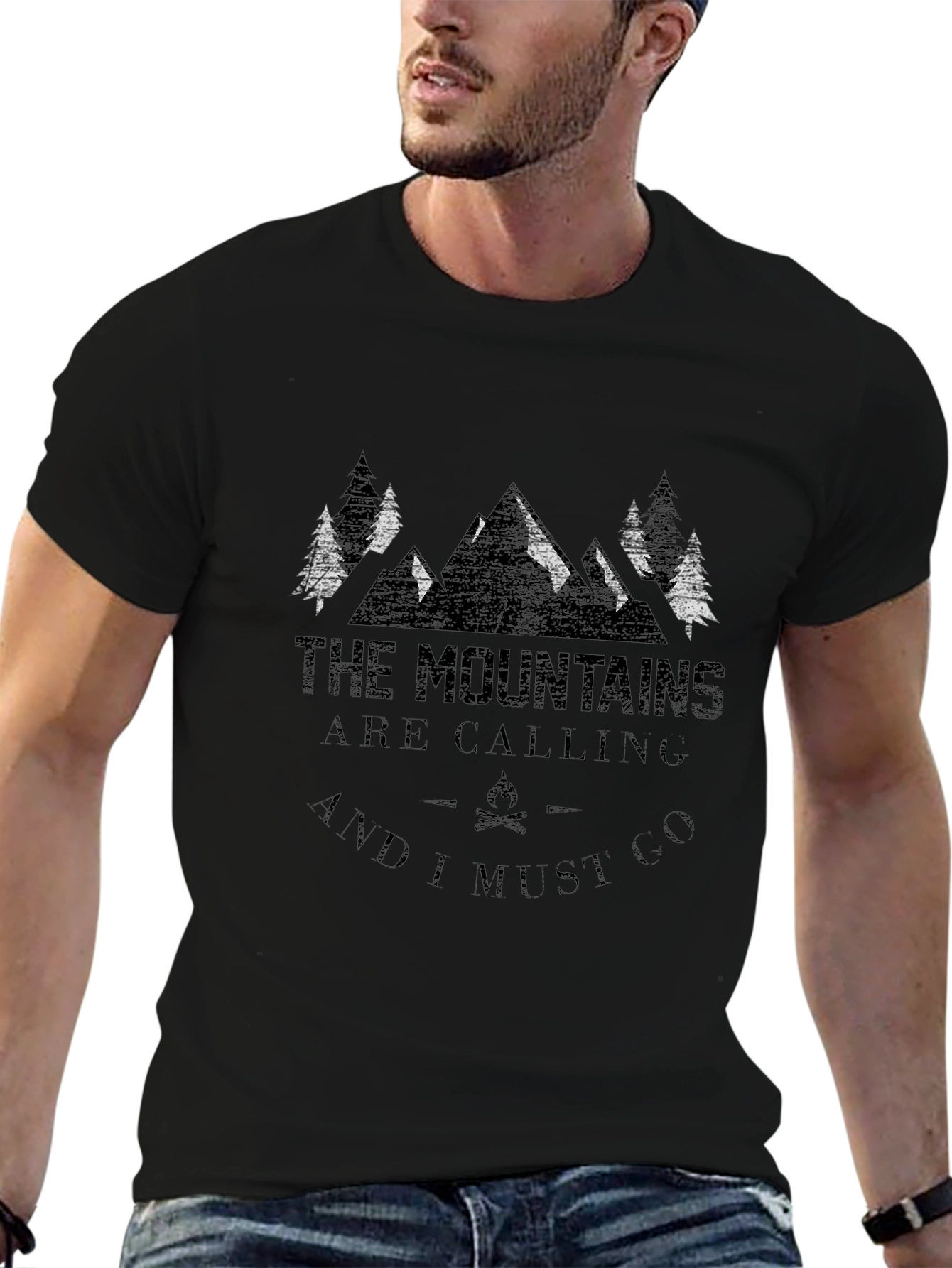 Mountains Are Calling Black T-Shirt