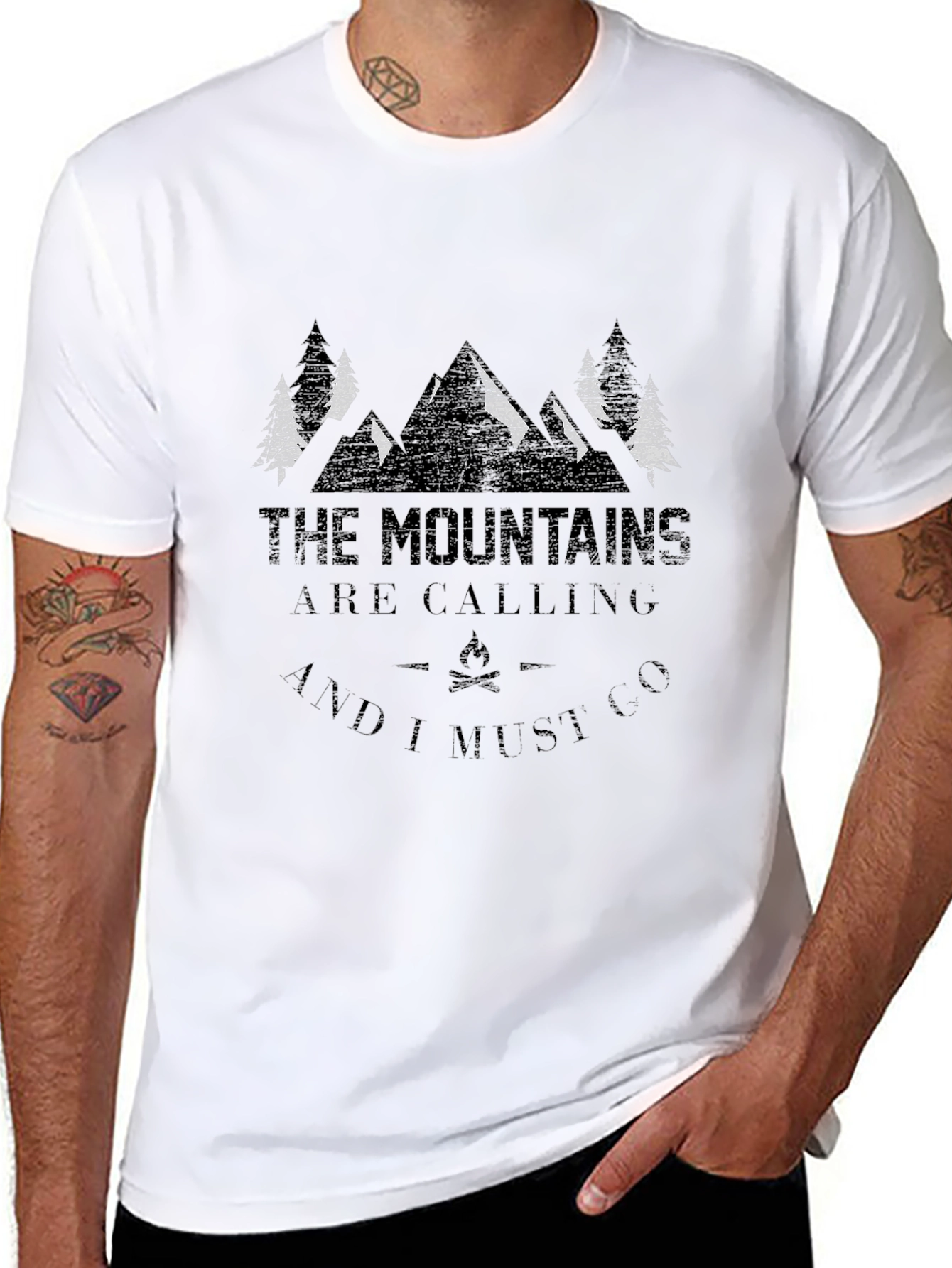 Mountains Are Calling Black T-Shirt