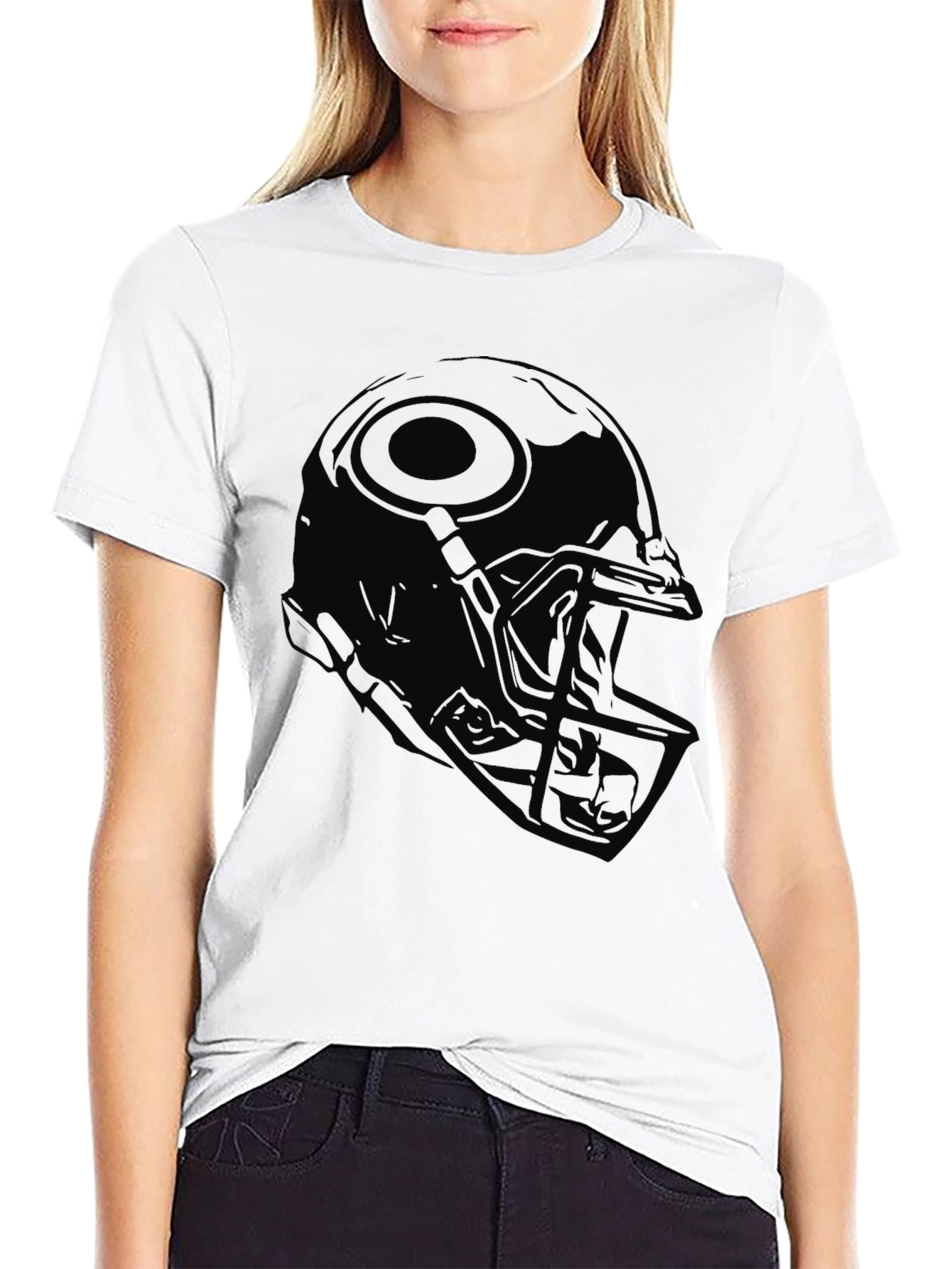 Mens Black Football Helmet Graphic T-Shirt