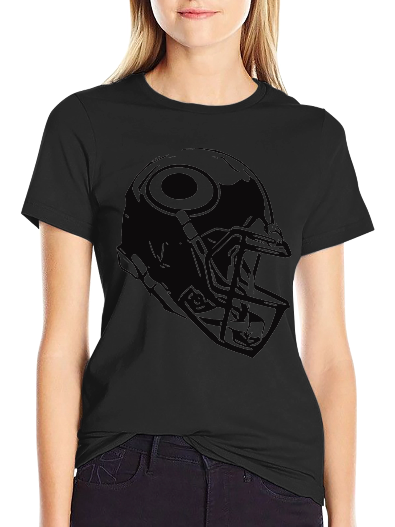 Mens Black Football Helmet Graphic T-Shirt
